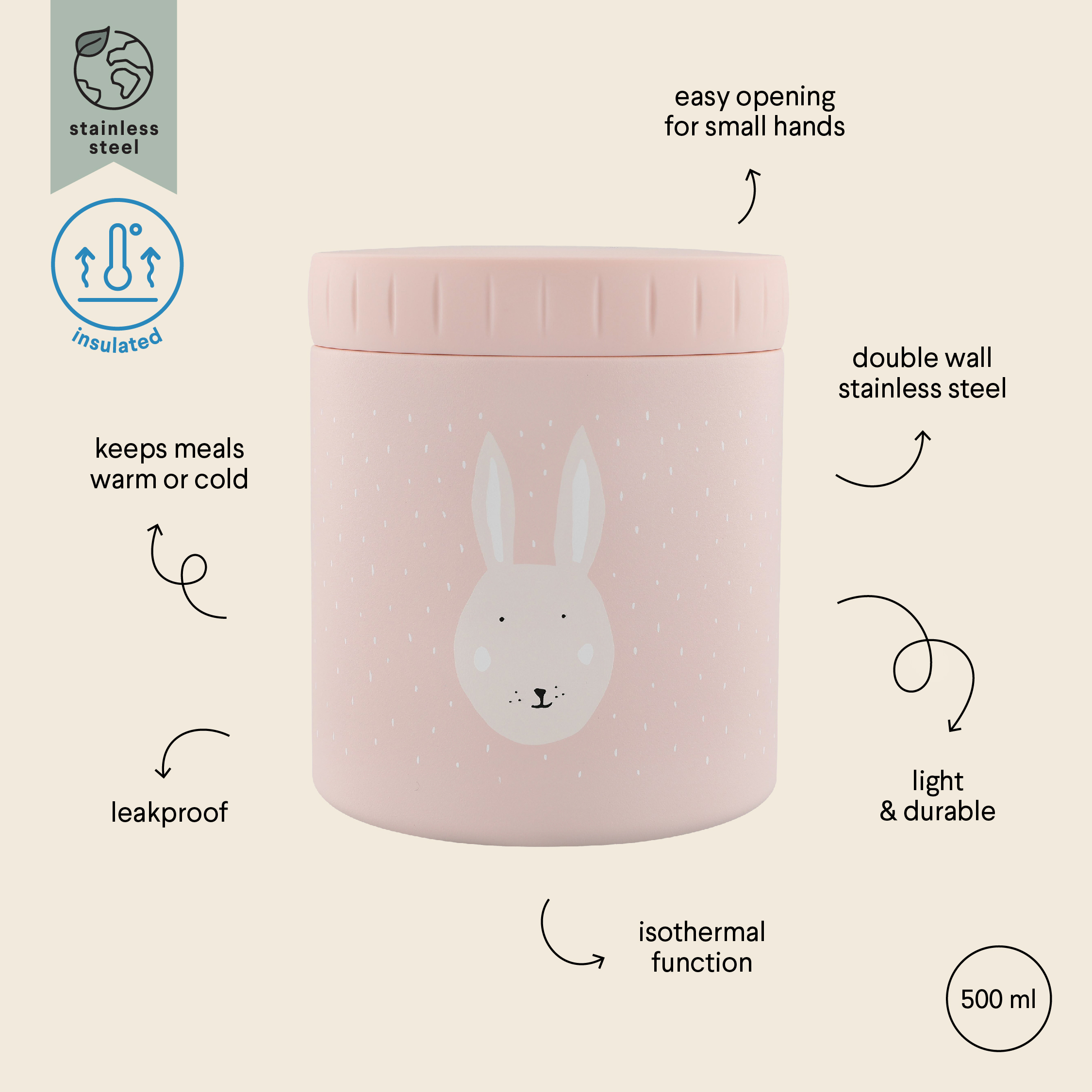 Isothermische lunchpot 500 ml - Mrs. Rabbit